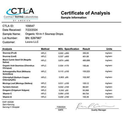 LEORA Organic 10 in 1 Soursop Extract Drops
