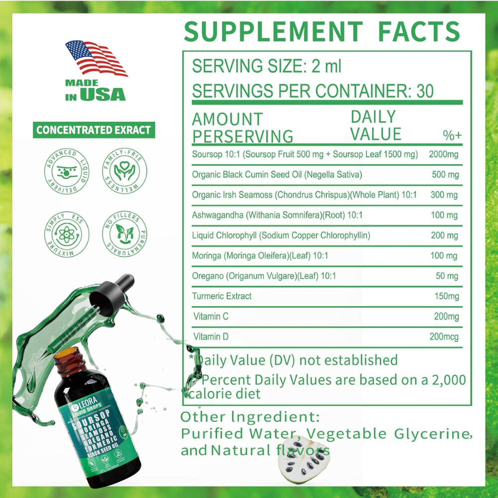 LEORA Organic 10 in 1 Soursop Extract Drops